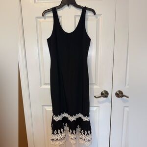 Jonathan Simkhai Black Midi Dress with White Lace Hem